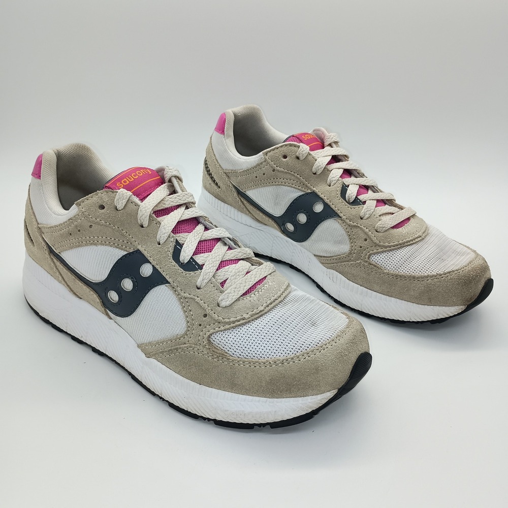 Saucony Shadow 6000 Womens 9.5 Tan White Pink Navy Sneakers S60872-3